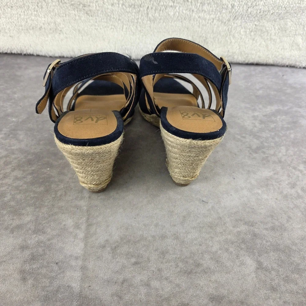 DV8 by Dolce Vita Navy Blue Faux Suede Espadrille Wedge Sandals Womens 8